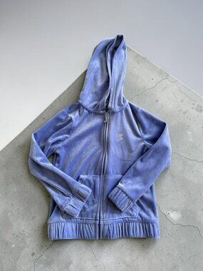 JUICY COUTURE Girls Purple Velour Hoodie Sweatshirt Size Small